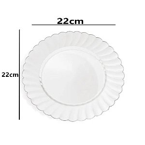 Prato de Mesa Descartável de Luxo Transparente 22cm  - 6 Unidades - Cromus - Rizzo