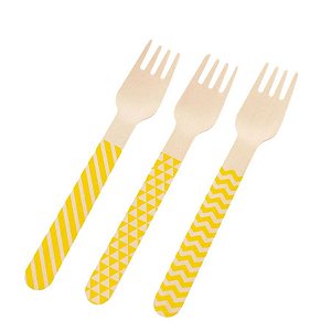 Talher Madeira Garfo Amarelo - TMG04 - 10 unidades - Rizzo