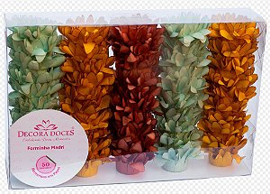 Forminha para Doces Finos - Madri Laranjas e Verdes - Tarde de Outono - 50 unidades - Decora Doces - Rizzo Festas
