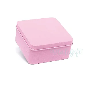 Lata Quadrada para Lembrancinha Rosa M - 9,5 x 4,5cm - 6un - Artegift - Rizzo