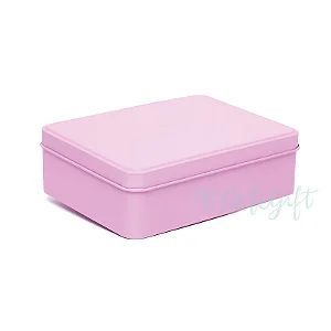 Lata Retangular para Lembrancinha Rosa - 12 x 9 x 4cm - 6un - Artegift - Rizzo