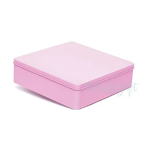 Lata Quadrada para Lembrancinha Rosa G - 19,5 x 5,5cm - Artegift - Rizzo