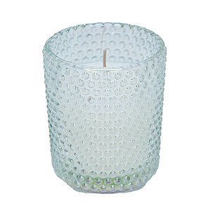 Vela Aromática em Porta Velas de Bolinhas - Transparente Perolada - 1 unidade - Cromus - Rizzo