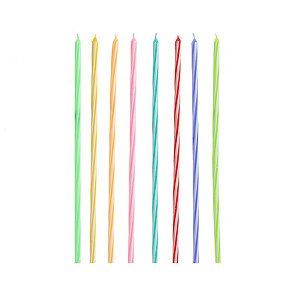 Vela Palito Gigante Arco-iris Listrada 15 cm - 1 unidade Pct. c/ 8 unidades - Rizzo