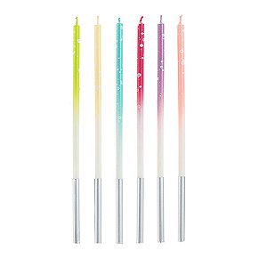 Vela Palito Gigante Dégradé Arco-iris 15 cm - 1 unidade Pct. c/ 6 unidades - Rizzo