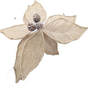 Decoração de Ponsétia em Juta - 35 Centímetros - Cromus Natal - 1 unidade - Rizzo