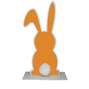 Enfeite MDF Coelho de Costas com Orelha Caída - Laranja - 1 unidade - Rizzo