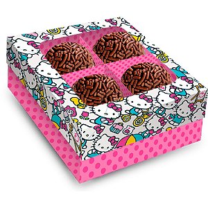 Caixa 4 Bombons Quadrado com Visor - Helllo Kitty Rosa - 1 unidade - Festcolor - Rizzo