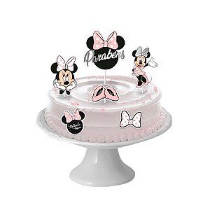 Decoração De Bolo - Cenário Minnie Mouse Rosa - 6 unidades - Regina - Rizzo