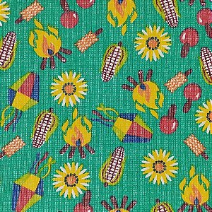 Tecido Autocolante Junino 50x30cm - Verde - 1 unidade - Rizzo