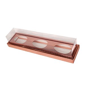 Caixa Ovo de Colher Trio em Linha - Meio Ovo de 100g a 150g - 39x10x10 - Rosé - 5 unidades - Assk - Rizzo