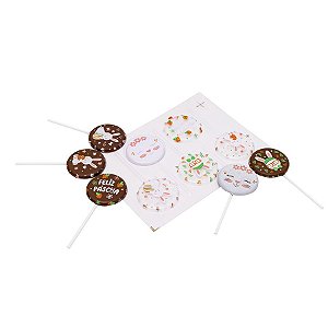 Blister Decorado com Transfer para Chocolate - Pirulito - Páscoa - BLP0157 - 1 unidade - Stalden - Rizzo
