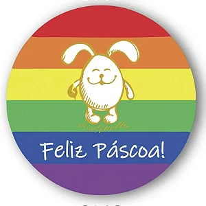 Adesivo "Feliz Páscoa Arco-Iris" - Ref.2142 - Hot Stamping - 30 unidades - Stickr - Rizzo