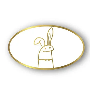 Adesivo "Flork Coelho" - Ref.2146 - Hot Stamping - Dourado - 100 unidades - Stickr - Rizzo