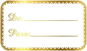Adesivo "De/Para" - Ref.2133 - Hot Stamping - Dourado - 100 unidades - Stickr - Rizzo