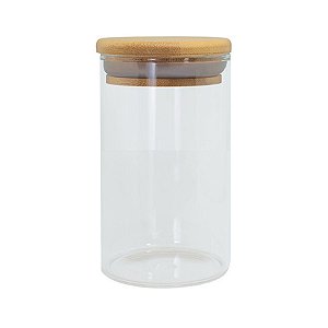 Pote de Vidro Hermético com Tampa de Bambu 10x18cm - 1 unidade - Yoss - Rizzo