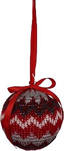 Bola de Natal - Linhas Brancas, Vermelhas e Marrons - 12 Centímetros. - 2 unidades - Rizzo