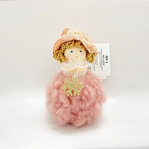 Enfeite Para Pendurar Menina Com Chapéu Rosa  - 1 unidade - Cromus - Rizzo