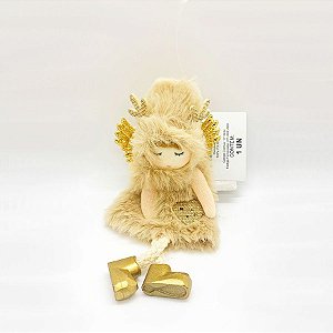 Enfeite Para Pendurar Anjo Com Casaco Marrom  - 1 unidade - Cromus - Rizzo