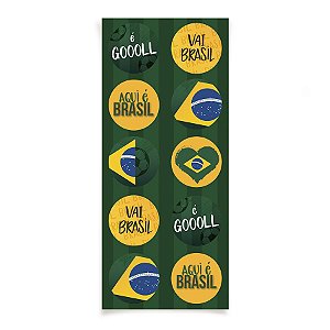 Adesivo Decorativo Redondo - Brasil Copa 2022  - 30 unidades - Cromus