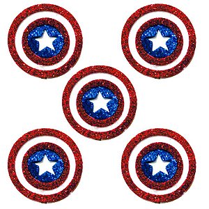 Aplique Gliter Vingadores Capitão América - 06x05 - Ref.331004 - 6 unidades - Piffer - Rizzo