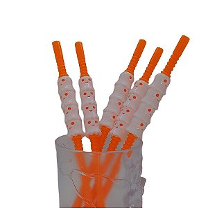 Canudo Decorativo Fantasminha s/ Braços Laranja - 5 unidades - Rizzo