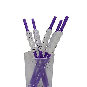 Canudo Decorativo Fantasminha Roxo - 5 unidades - Rizzo