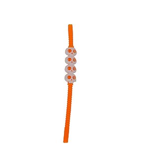 Canudo Decorativo Caveira de Halloween Laranja - 5 unidades - Rizzo