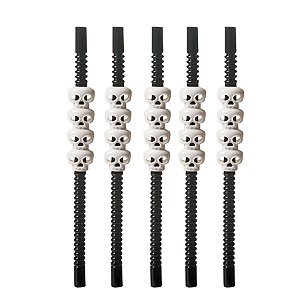 Canudo Decorativo Caveira de Halloween Preto - 5 unidades - Rizzo