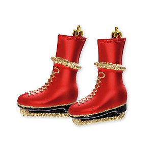 Patins de Gelo Natalino Vermelho P/ Pendurar 10 cm - Cromus Natal - 2 unidades - Rizzo