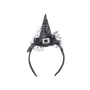 Tiara Chapéu de Bruxa c/ Estampa deTeia - Preta - 1 unidade - Cromus - Rizzo