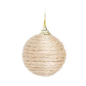 Bola de Árvore de Natal Listrada em Juta - 5 cm - “Bola Natalina Juta” - Cromus Natal - 6 unidades - Rizzo