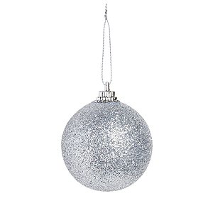 Bola de Árvore de Natal c/ Glitter - 5 cm - “Glitter Prata” - Cromus Natal - 6 unidades