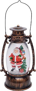 Globo de Vidro Natalino - Lampião Brilhante - Papai Noel - 1 unidade - Cromus - Rizzo