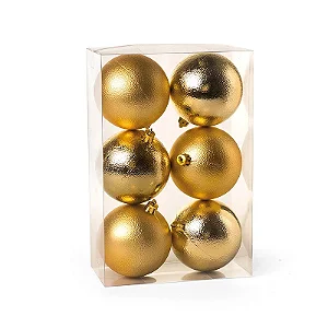 Bolas de Natal Ouro Fosco e Brilhante - Cromus Natal - 6 unidades - Rizzo