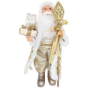 Papai Noel Segurando Cetro e Presentes - 39,5 cm - Cromus Natal - 1 unidade - Rizzo