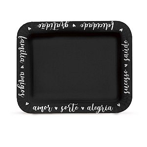 Bandeja Laminada para Bolo Doces, ou Salgadinhos - Tamanho R5 40,5x33,3cm - Preta - 1 unidade - Cromus - Rizzo