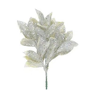 Galhos Curtos - Folhas Glitter - Verde - 1 unidade - Cromus - Rizzo