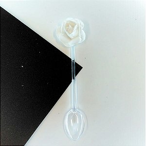 Colher Decorativa - Rosa Branca - 10 unidades - Nelyzoca - Rizzo