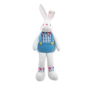 Coelho Decorativo Sentado Colete Rosa/Azul M - 1 unidade - Cromus - Rizzo