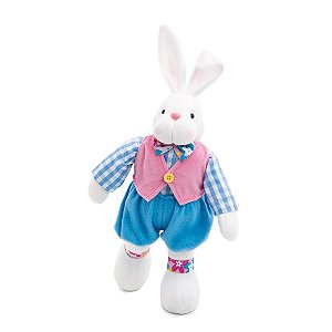 Coelho Decorativo Em Pé Colete Rosa/Azul P - 1 unidade - Cromus - Rizzo