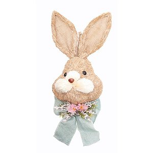 Enfeite para Pendurar Cabeça de Coelho Azul - 25cm x 10cm x 6cm - 1 unidade - Cromus Páscoa -