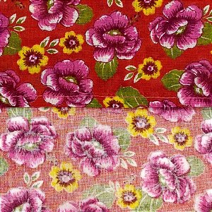 Guardanapo Junino Chita Vermelho - Flor Rosa - 1 unidade - Rizzo