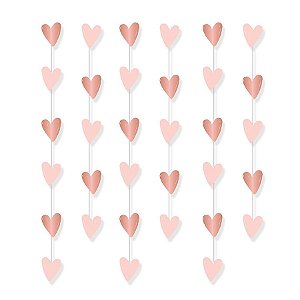 Cortina Decorativa Rose Gold Romântico em 6 cordões - 1 unidade - Cromus -
