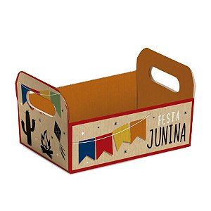 Caixote de Cartão Junina Kraft G - 1 Unidade - 25cmX19cmX10cm - Cromus - Rizzo