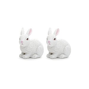 Coelhos Resina Branco - 2 Unidades - Cromus