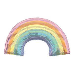 Balão Metalizado Arco-Íris Pastel - 34''x19'' (86cm x 48cm) - 1 unidade - Cromus - Rizzo.