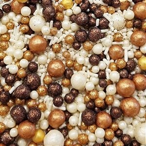 Sprinkles de Rose Gold e Branco Pérolas de Açúcar - Páscoa 60 g - 1 unidade - Morello - Rizzo