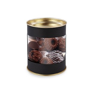 Lata para Doces com Visor 11x9,1cm - Preta - 01 Unidade - Cromus - Rizzo
