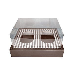Caixa de Ovo Duplo de Páscoa 150 g com Moldura Listrado Marrom Chocolate - 5 unidades - ASSK - Rizzo